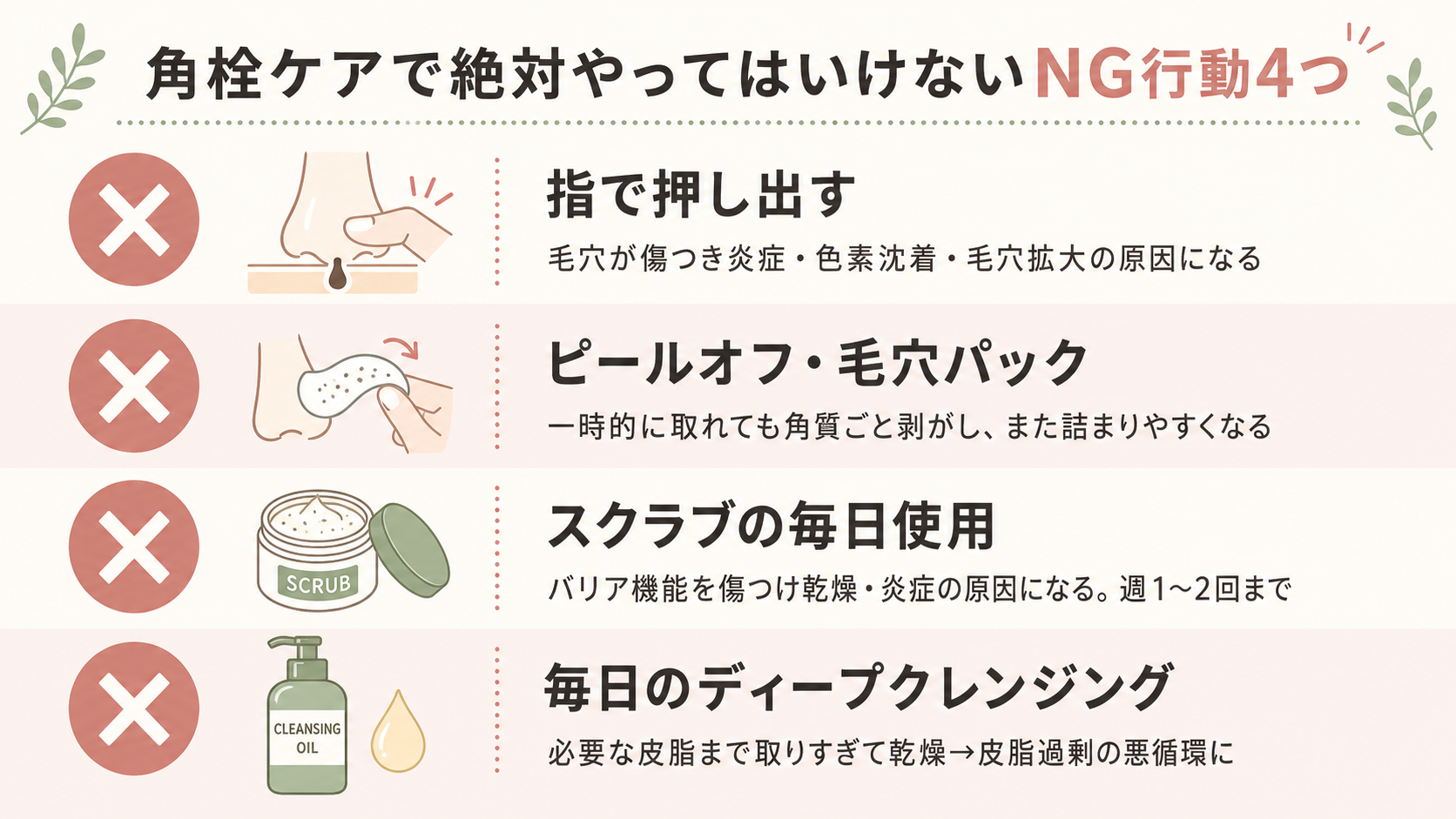 記事06_毛穴-角栓-取り方_画像6-2_NG行動4つリスト.png