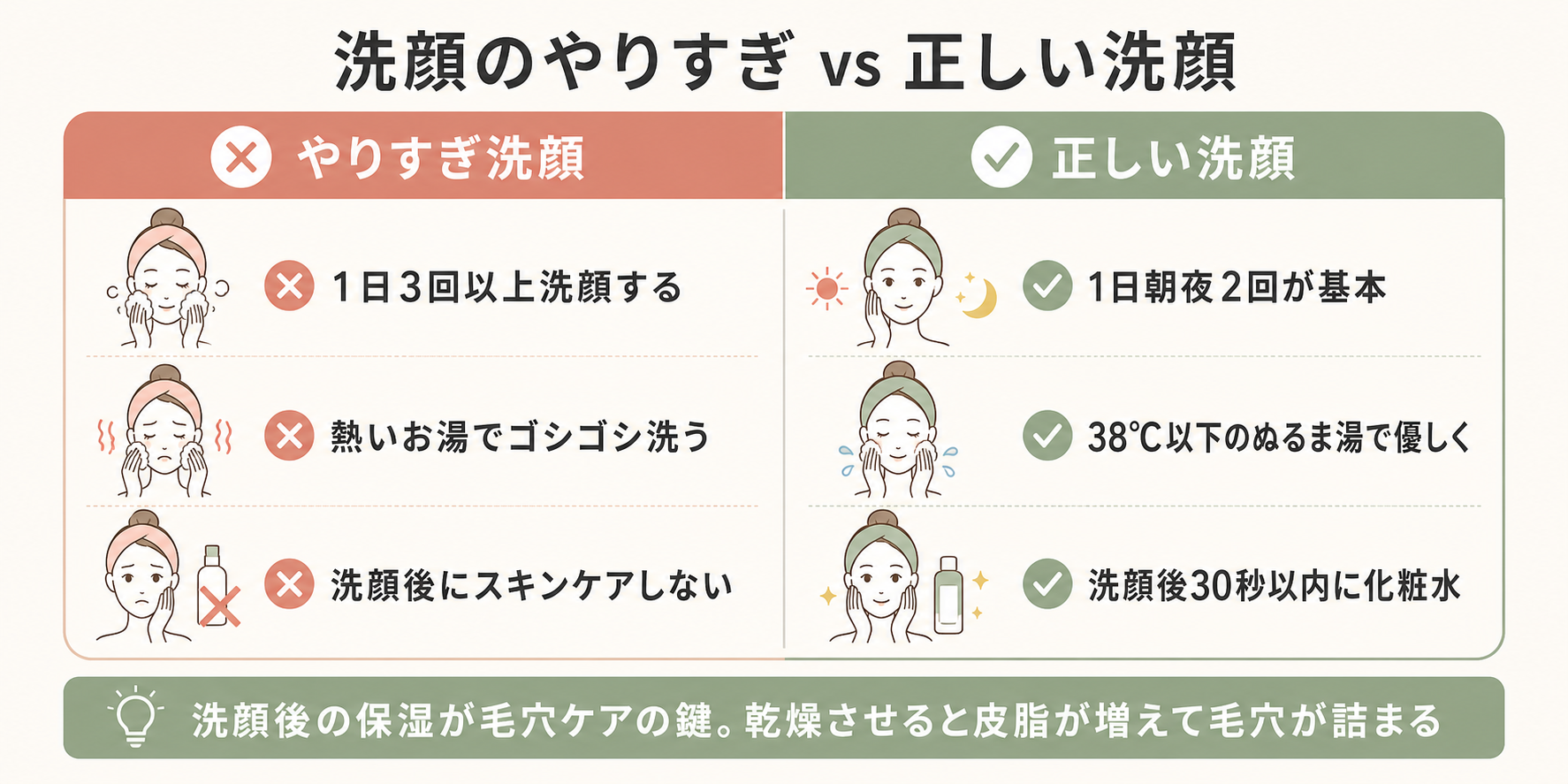 記事16_毛穴-洗顔-頻度-1日何回_画像16-3_洗顔のやりすぎNGvs正しい洗顔.png