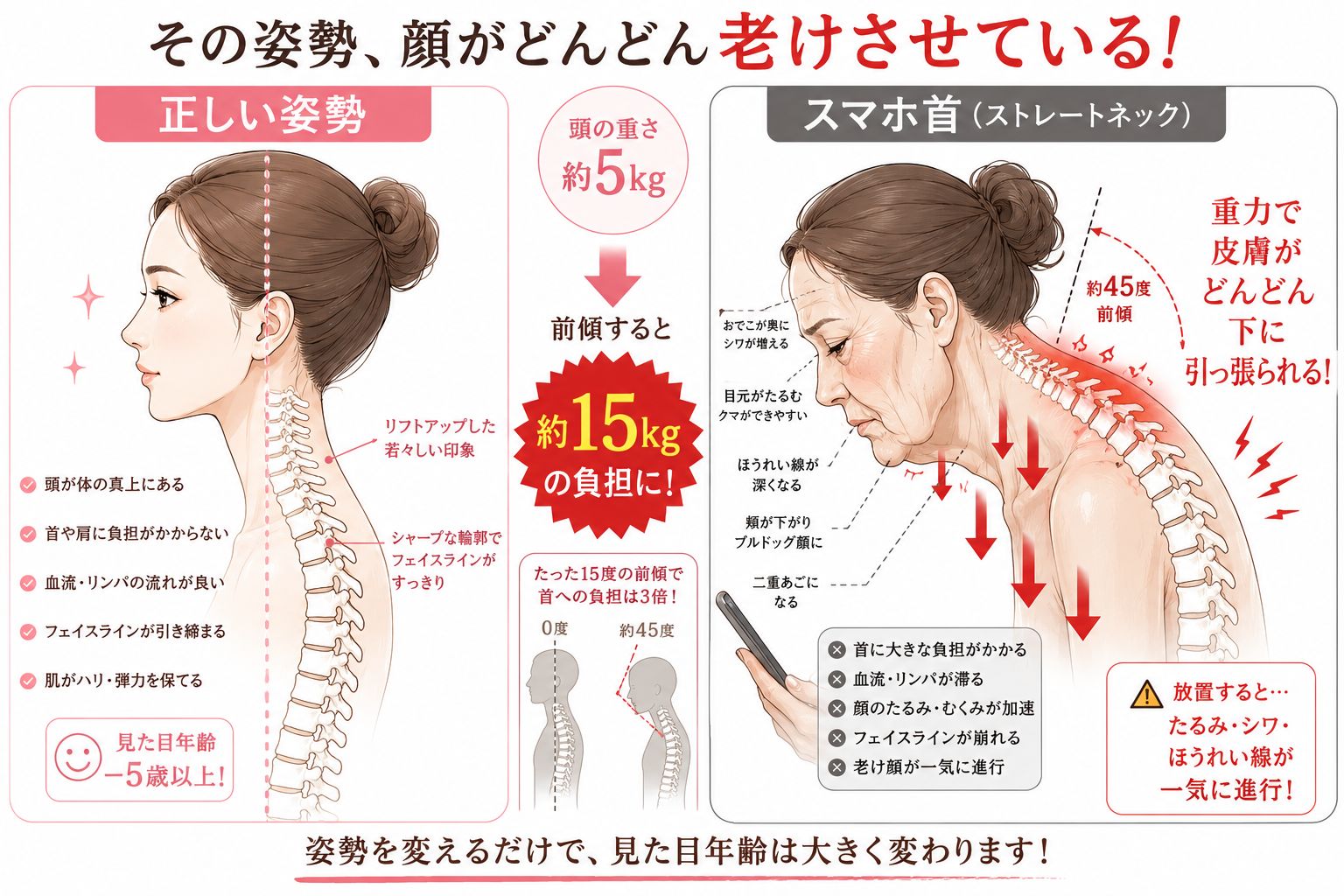 コラーゲンの減少で肌は変わる|20代と30代以降の比較