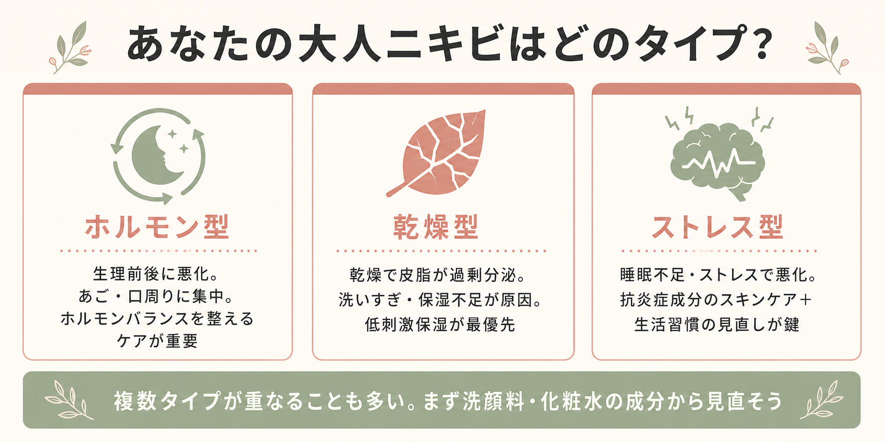 大人ニキビ3タイプ比較
